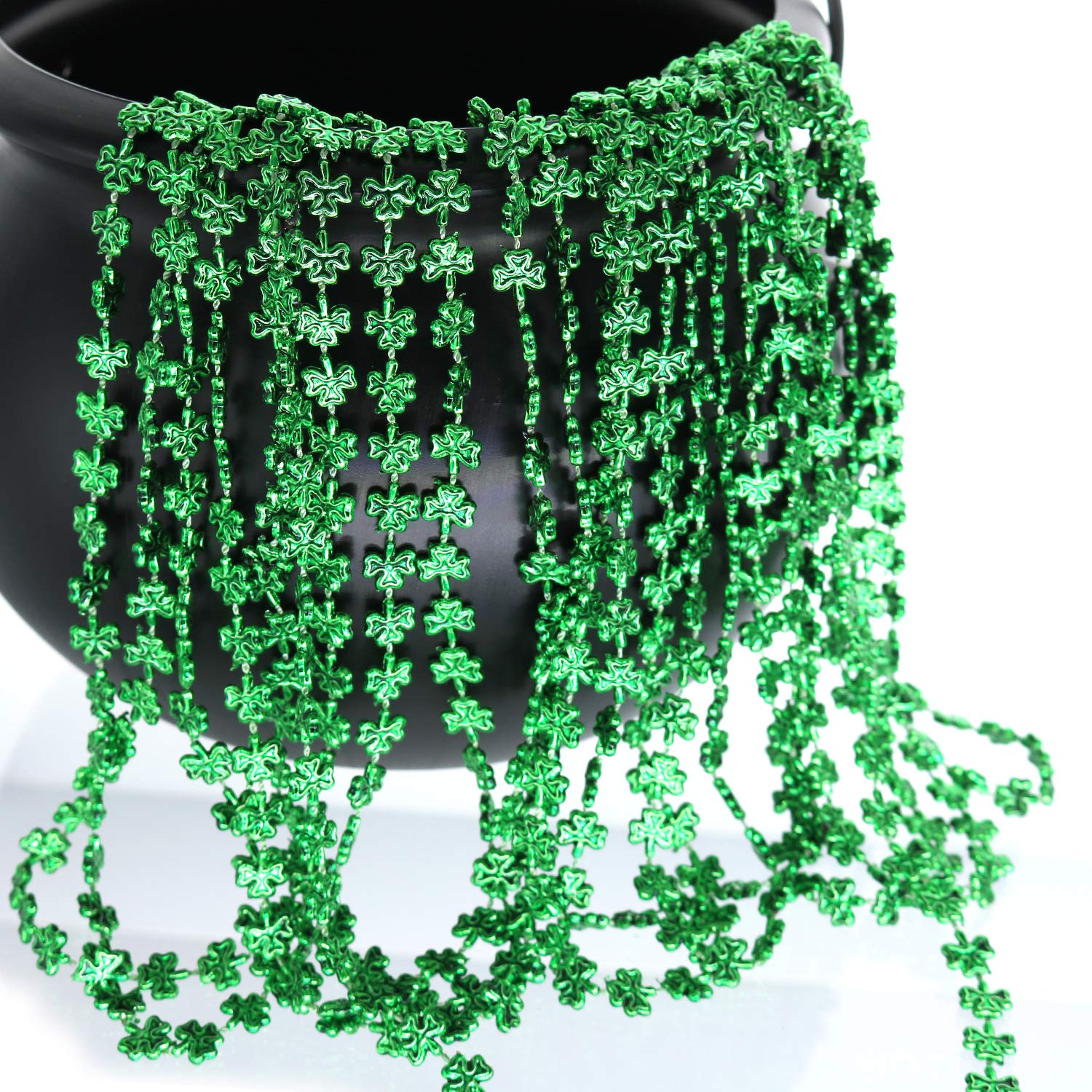12 pack of 33 St. Patricks Day Shamrock bead Necklaces, Mardi